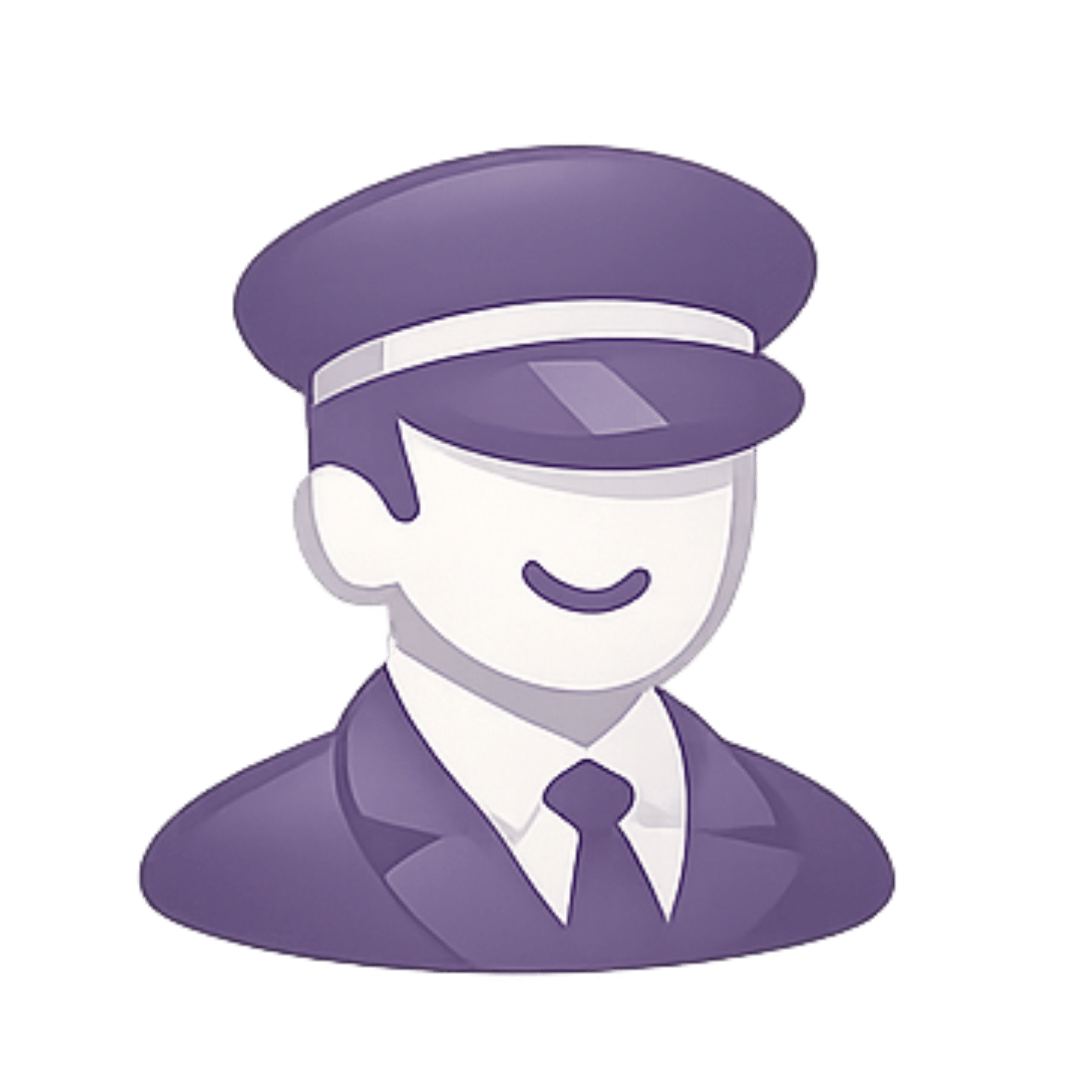 Illustration of a clown face with a purple hat, white face, and purple hair.