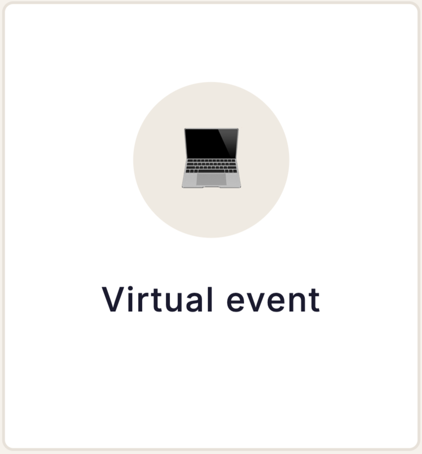 Graphic of a laptop computer with the text "Virtual event"