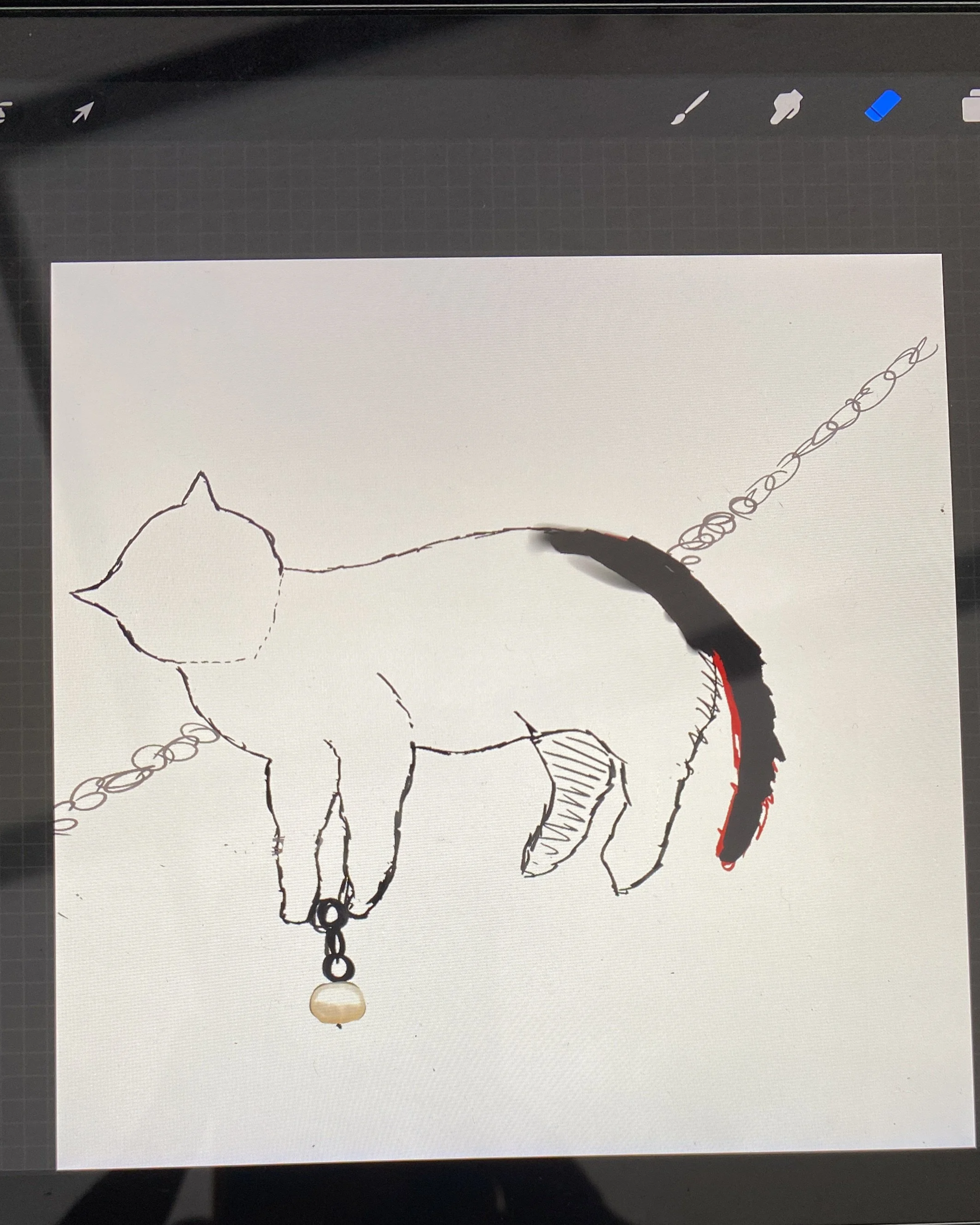 Working through the design, I amended the tail to swoop down instead of being curled upwards as this would, over time, become a week spot on the bracelet. 