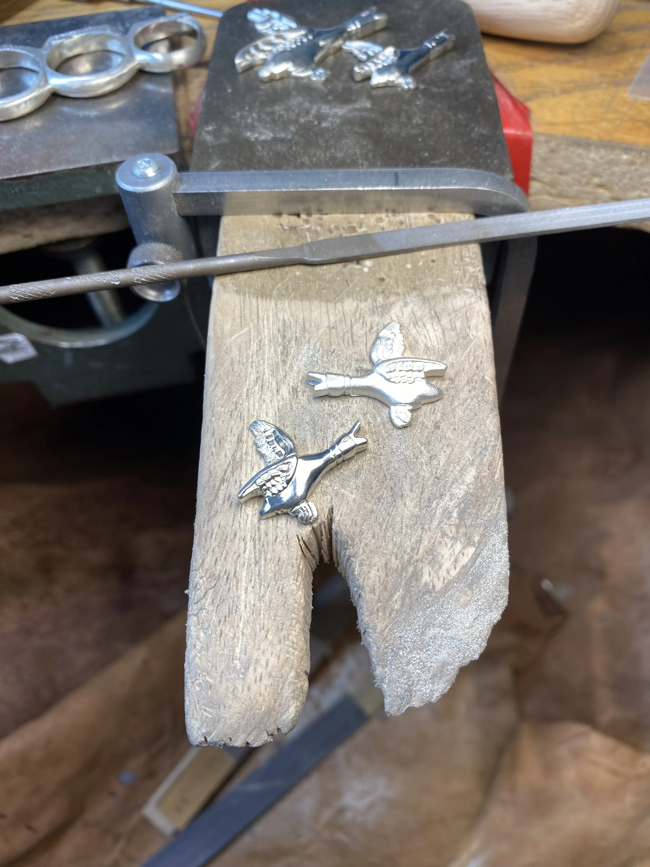 Here is a shot of a before and after cleaning of the castings. 