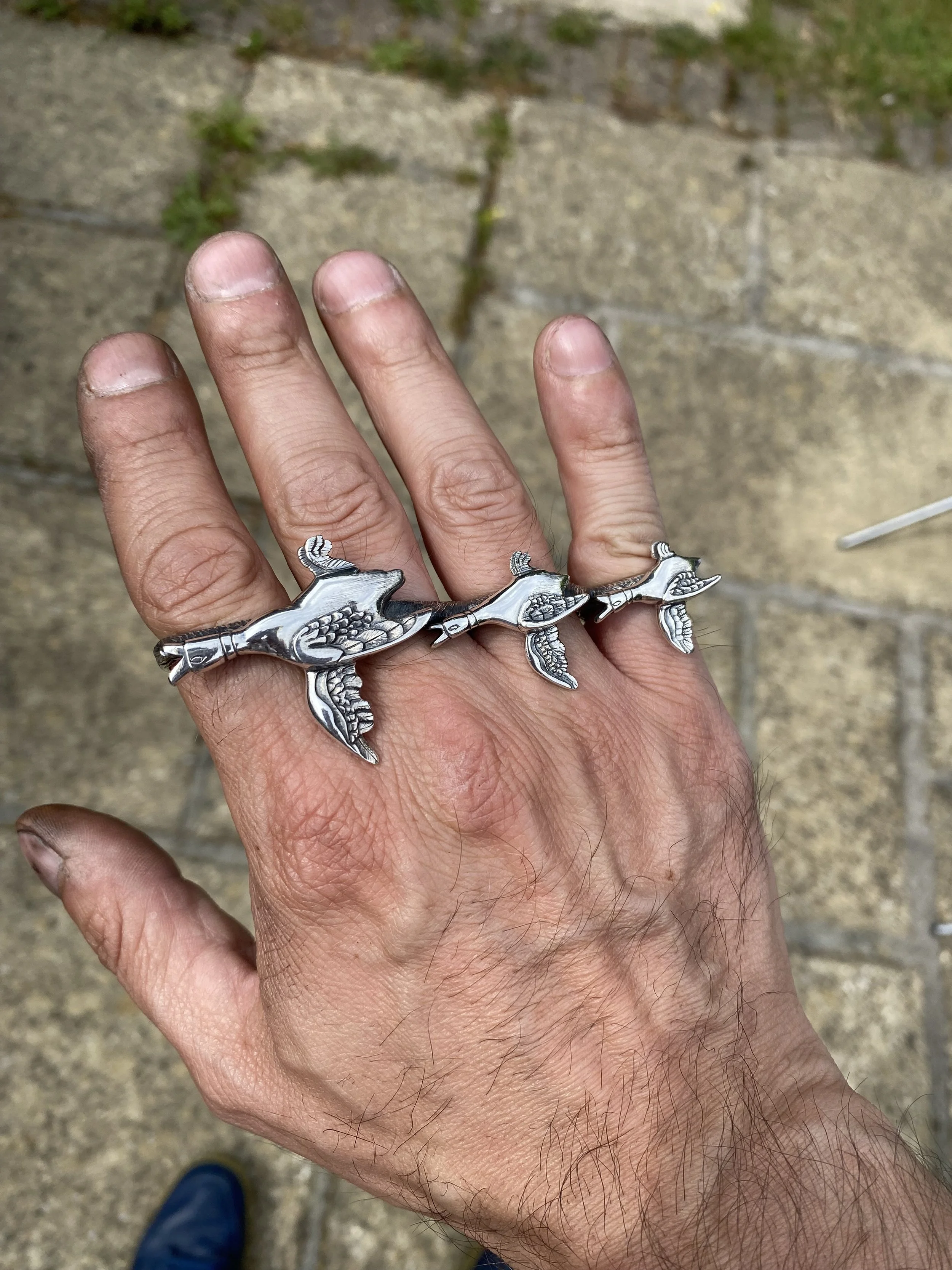 I love the look of the deep black oxidising and the contrasting chrome-like shine of the sterling silver.