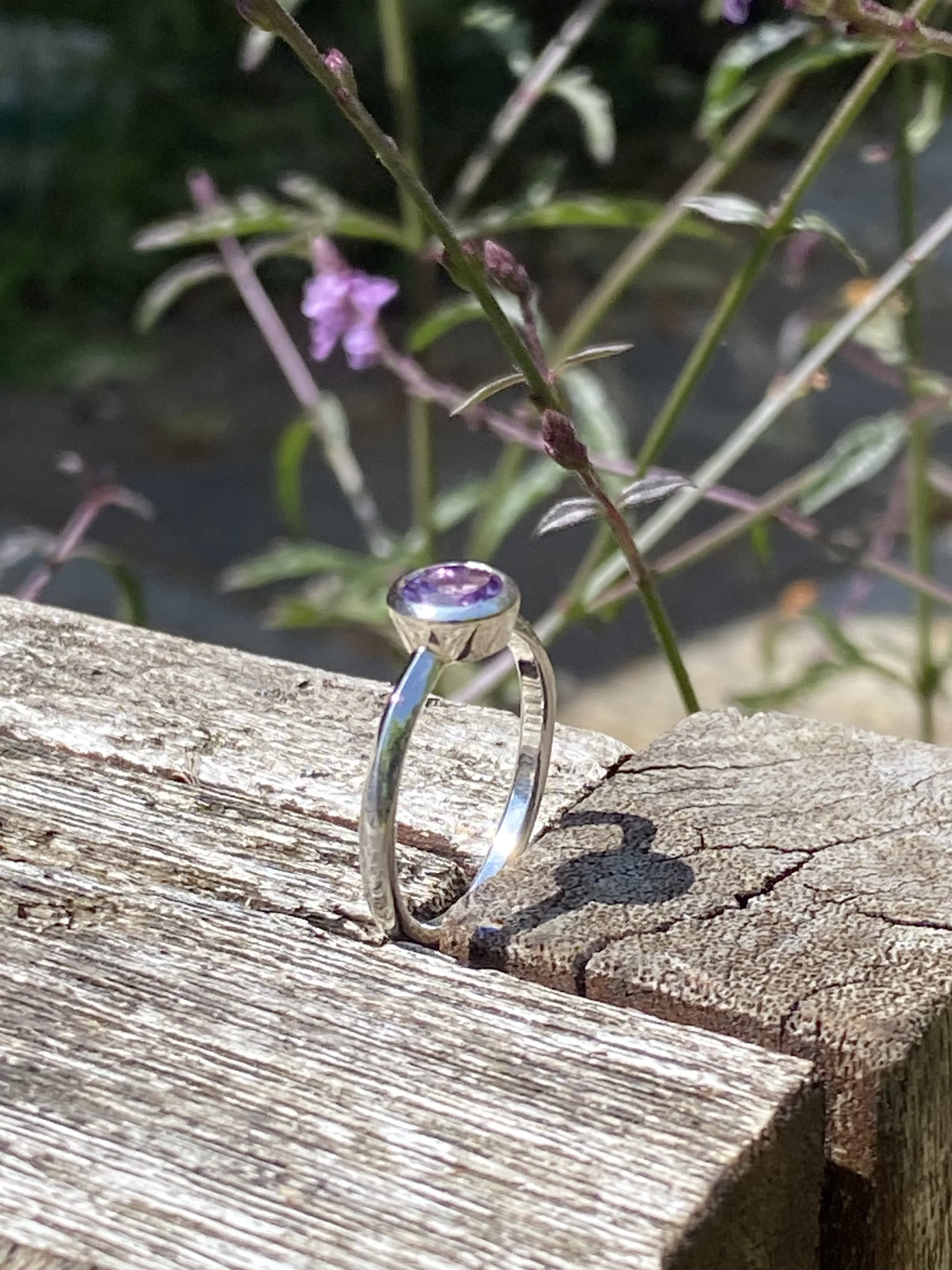 Silver & Amethyst Single Stone Ring