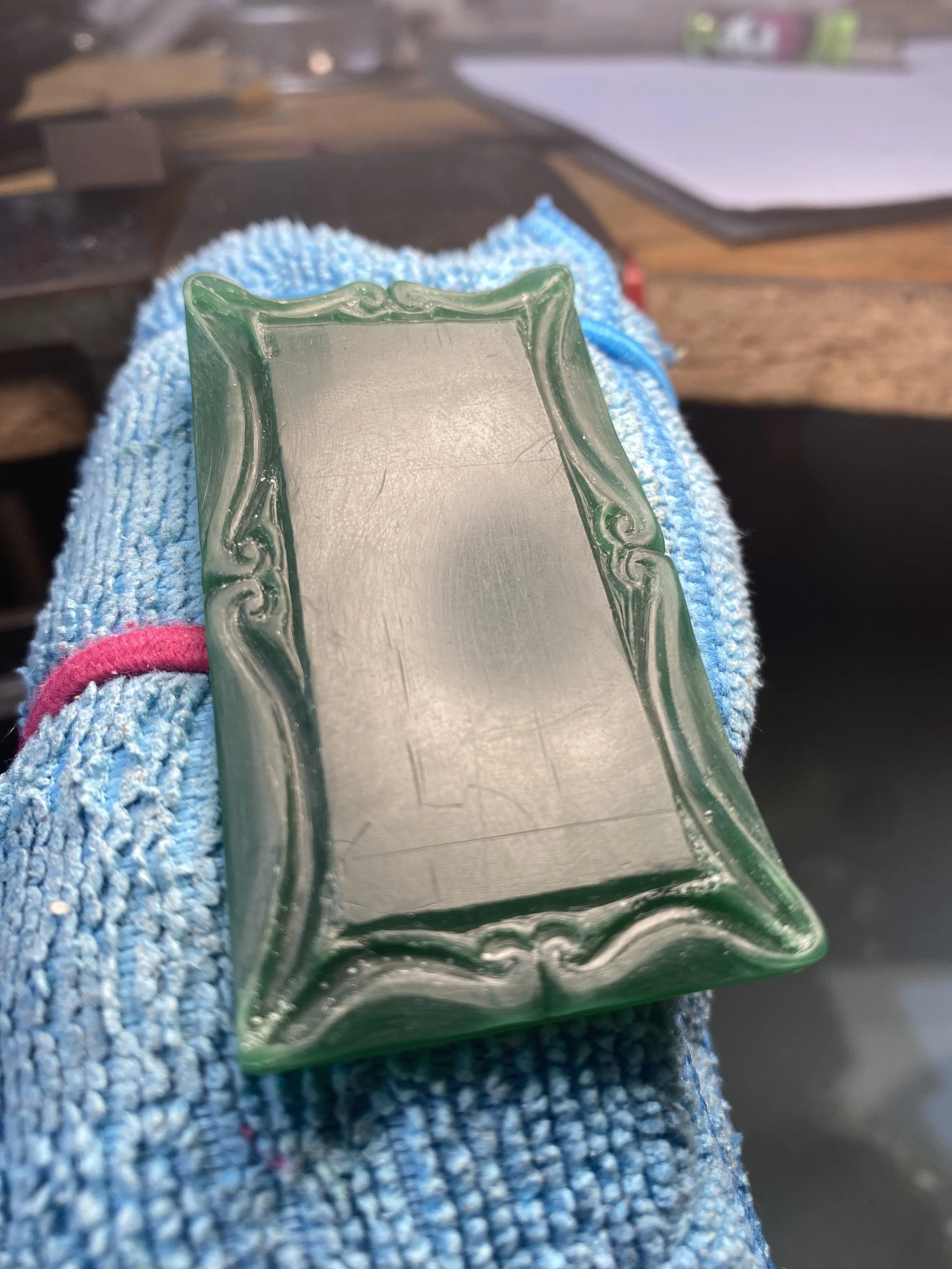 Starting to bevel the centre section to give more depth and definition to the design. 