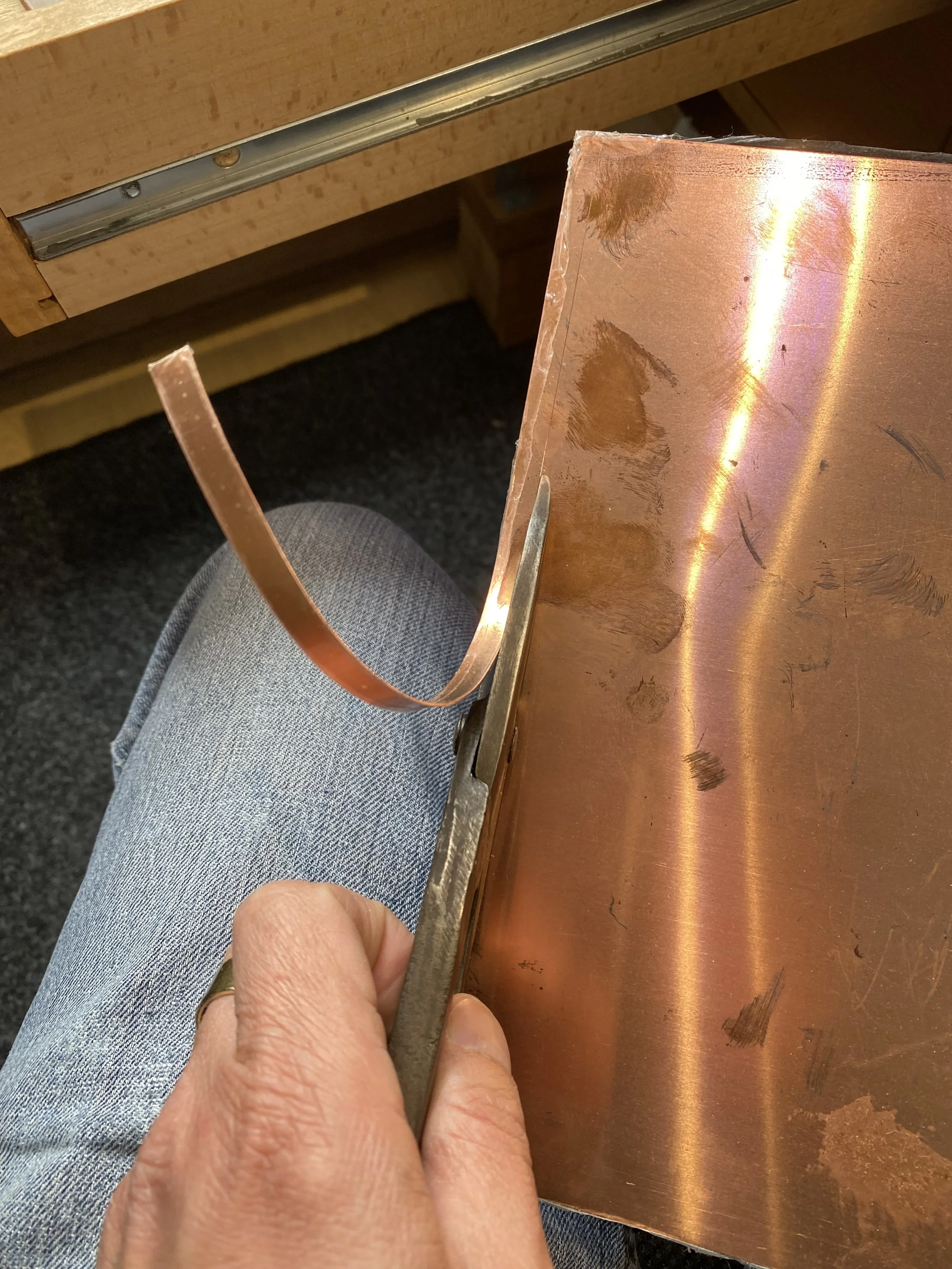 Creating a copper prototypes to help gauge the scale and length of the required metal before I create them in Silver. 