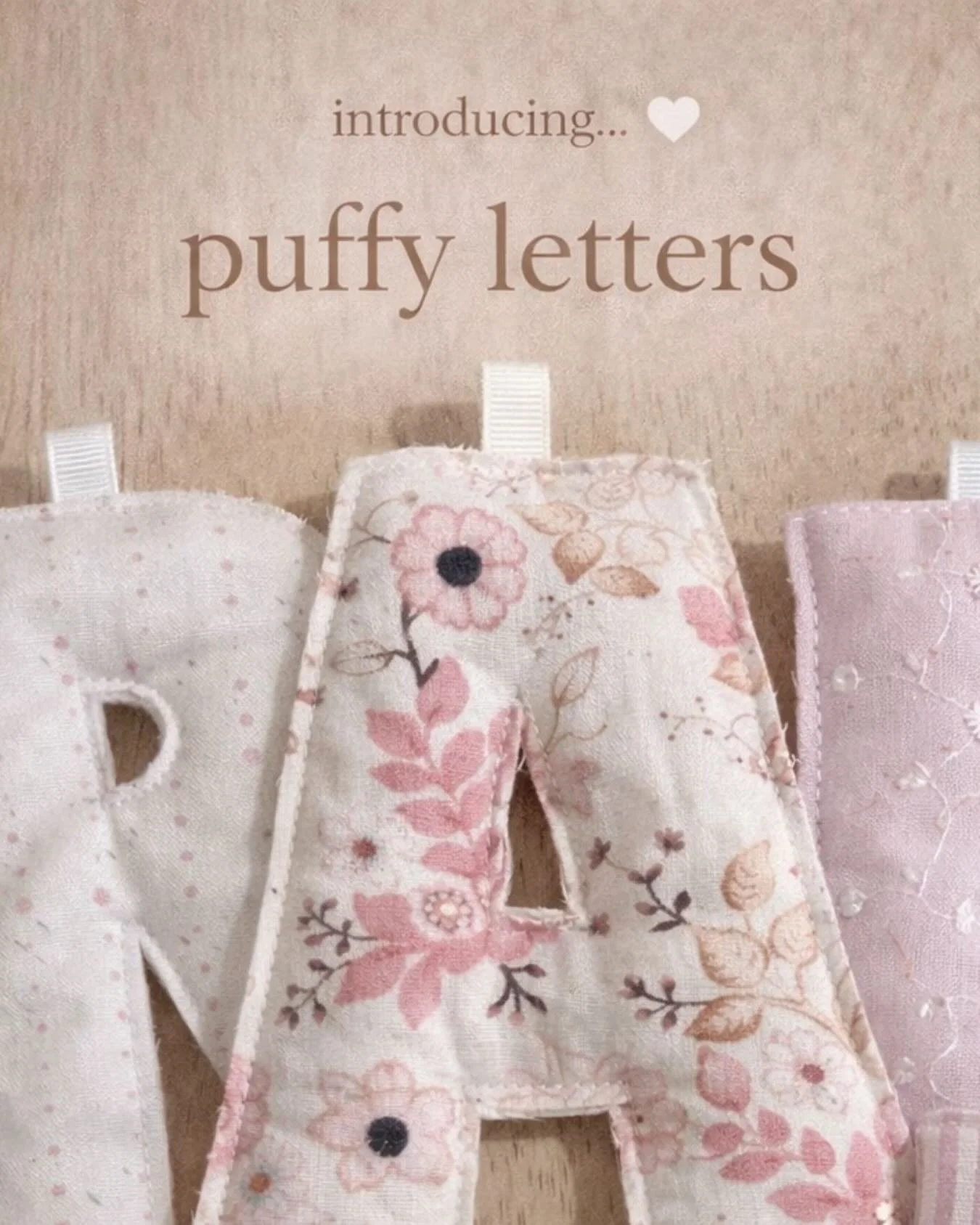 They&rsquo;re finally here 🩷. 
Introducing the Puffy Letters Collection. 
Soft, handmade letters designed to be personalised just for you. 
Each piece is created using beautiful, carefully chosen fabrics - no two are the same. 
✨DIY kits available 
