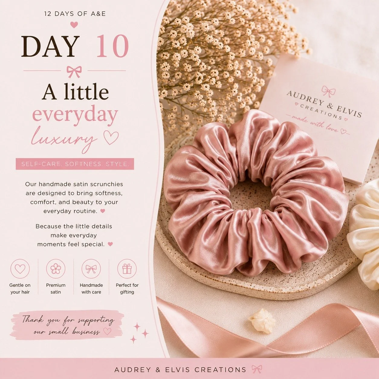 A little everyday luxury 🤍

Our handmade satin scrunchies are designed to bring softness, comfort, and beauty to your daily routine ✨

From slow mornings and messy buns to coffee runs and self-care evenings, these are the little details that make ev