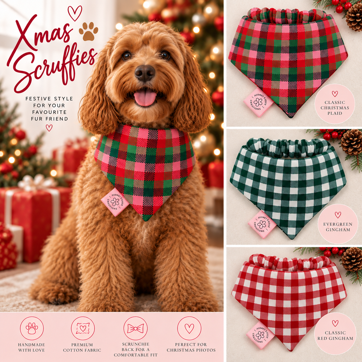 Xmas Scruffies  - Christmas Dog Bandanas