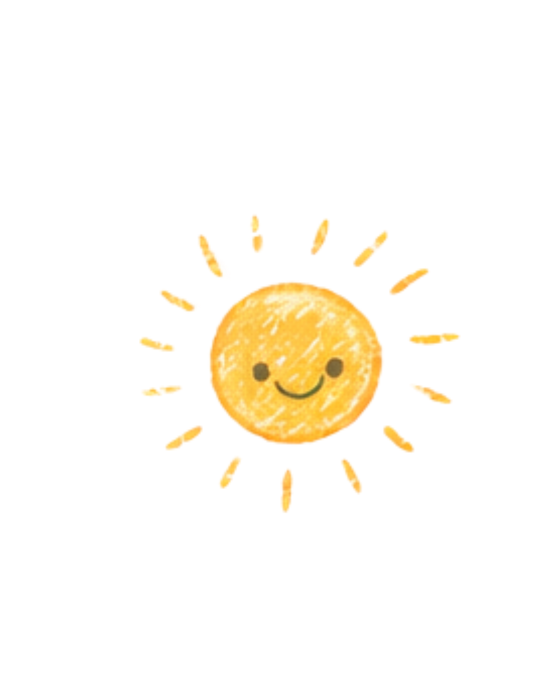 Un dessin d'un soleil avec un visage souriant, représentant une expression heureuse et chaleureuse.