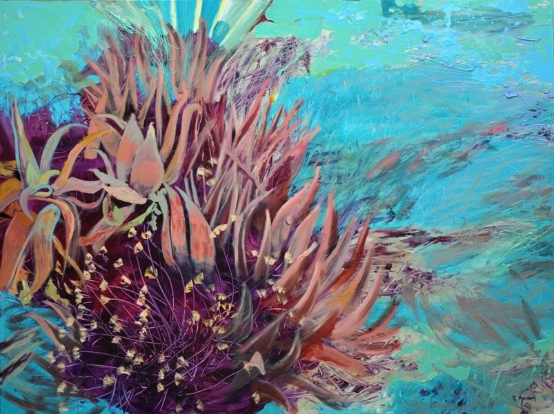 Flora Mirabilis -cactus 6, 2020, Mixed Media : Oil & ink on canvas, (120X160 cm), Private Collection