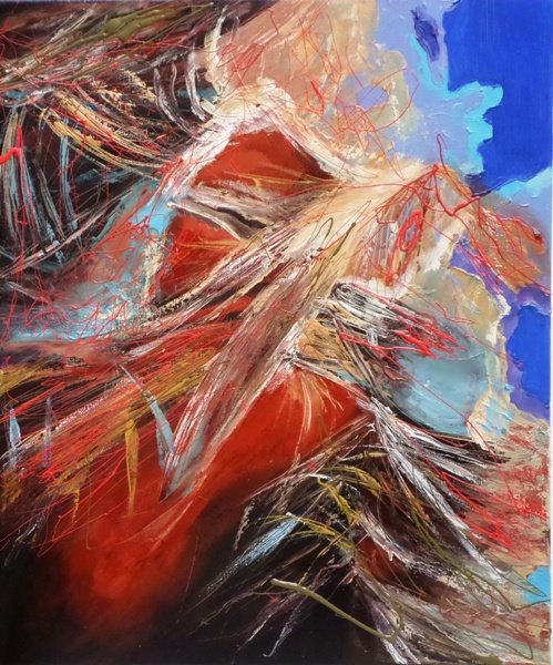 Phoenix 6, 2014, Mixed Media : Oil & ink on canvas, (60X50 cm), Private Collection