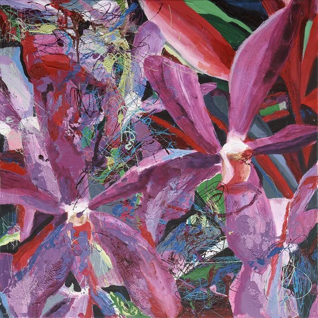 Flower 14, 2008, Mixed Media : Oil & ink on canvas, (80X80 cm), Private Collection