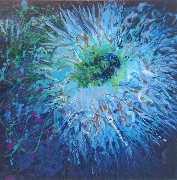 Idle 1, 2013, Mixed Media : Oil & ink on canvas, (80X80 cm), Private Collection