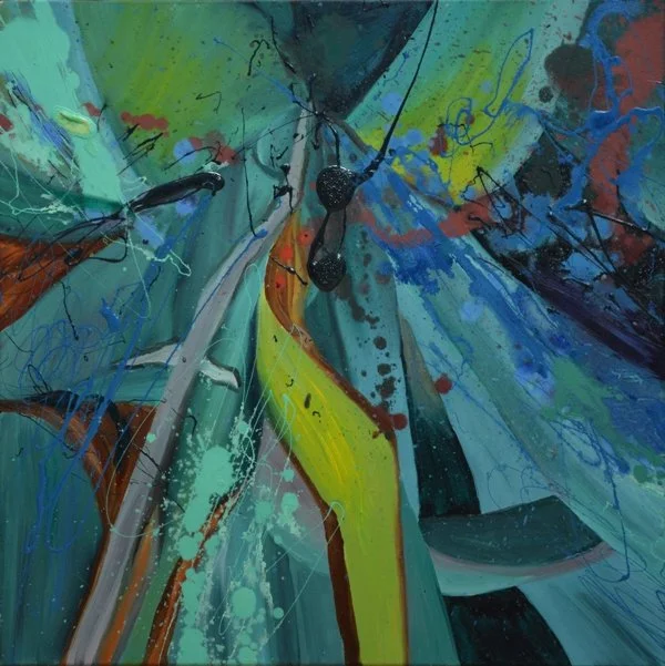 Flora Mirabilis -cactus 18, 2020, Mixed Media : Oil & ink on canvas, (80X80 cm), Private Collection