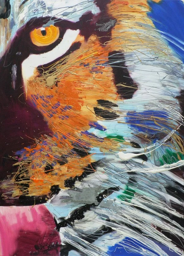 Wild Life 3, 2015, Mixed Media : Oil & ink on canvas, (110X80 cm), Artist Collection
