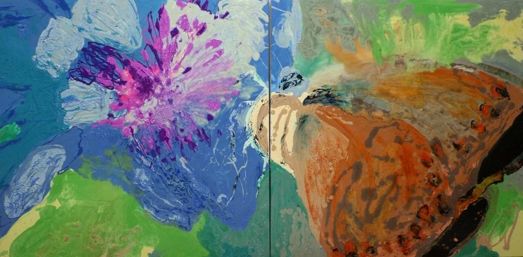 Butterfly 4, 2019, Mixed Media : Oil & ink on canvas, (100X200 cm), Private Collection