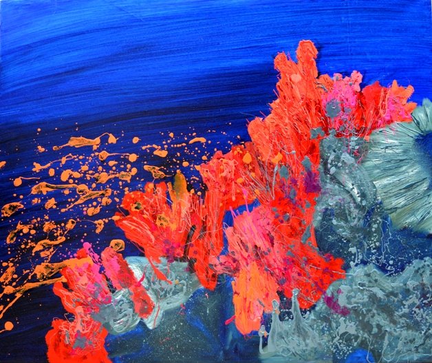 Under the sea 22, 2018, Mixed Media : Oil & ink on canvas, (130X150 cm), Artist Collection