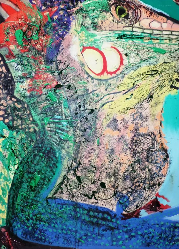 Reptile 5, 2016, Mixed Media : Oil & ink on canvas, (110X80 cm), Artist Collection