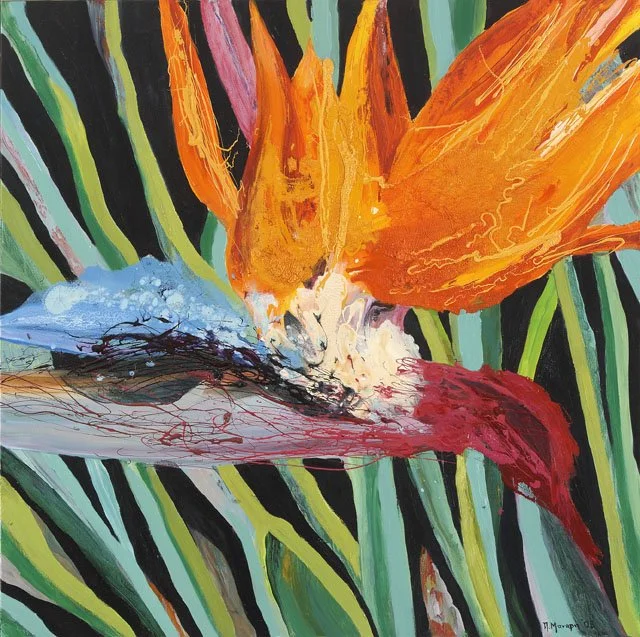 Flower 15, 2008, Mixed Media : Oil & ink on canvas, (100X100 cm), Private Collection