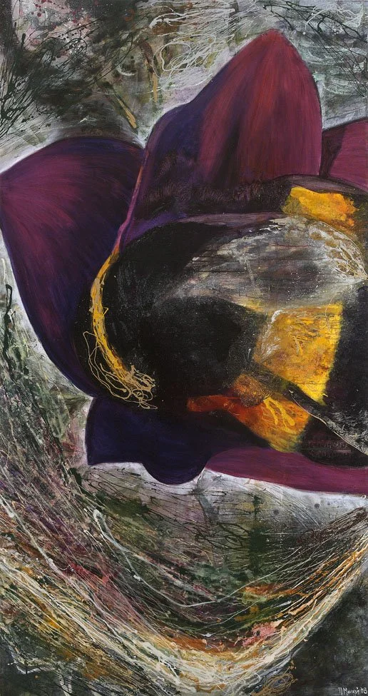 Bee & Flower 3, 2007, Mixed Media : Oil & ink on canvas, (180X100 cm), Private Collection