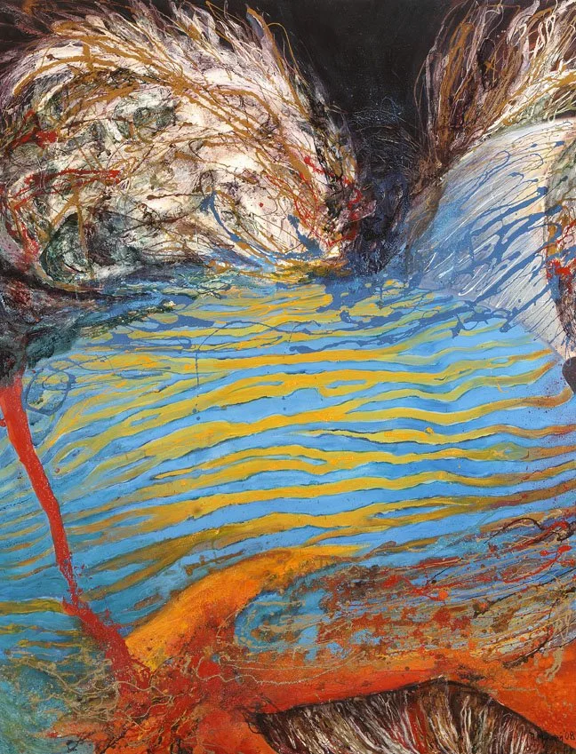 Under the sea 7, 2006,Mixed Media : Oil & ink on canvas, (130X100 cm), Artist Collection