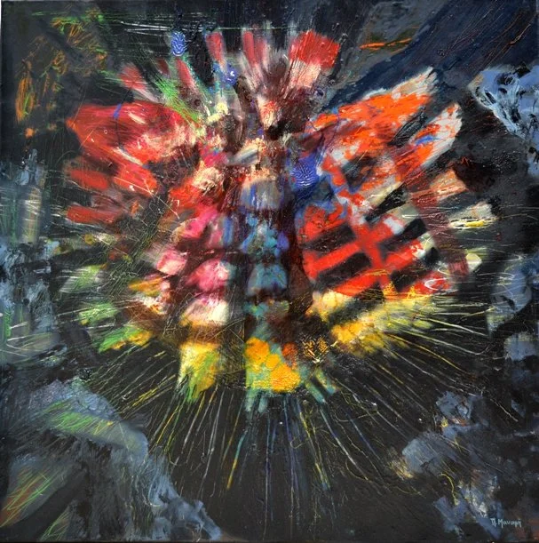 Under the sea 18, 2018, Mixed Media : Oil & ink on canvas, (100X100 cm), Artist Collection
