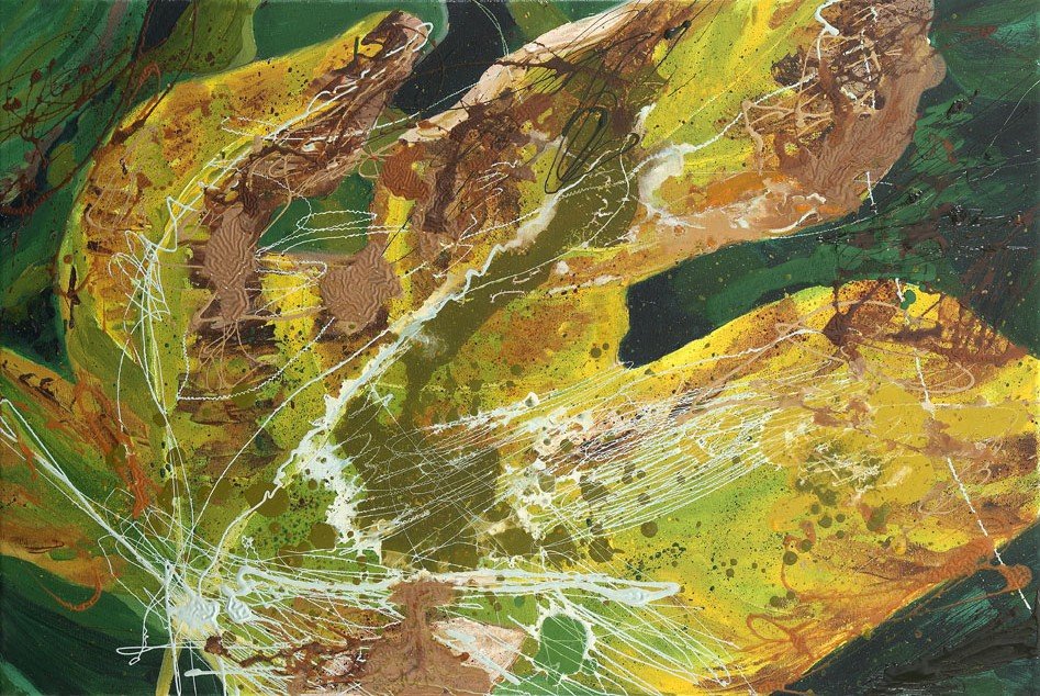 Leaf 6, 2010, Mixed Media : Oil & ink on canvas, (90X60 cm), Private Collection