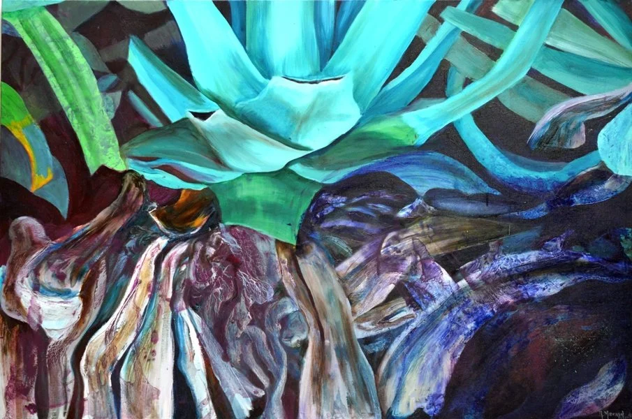 Flora Mirabilis -cactus 11, 2020, Mixed Media : Oil & ink on canvas, (100X150 cm), Artist Collection