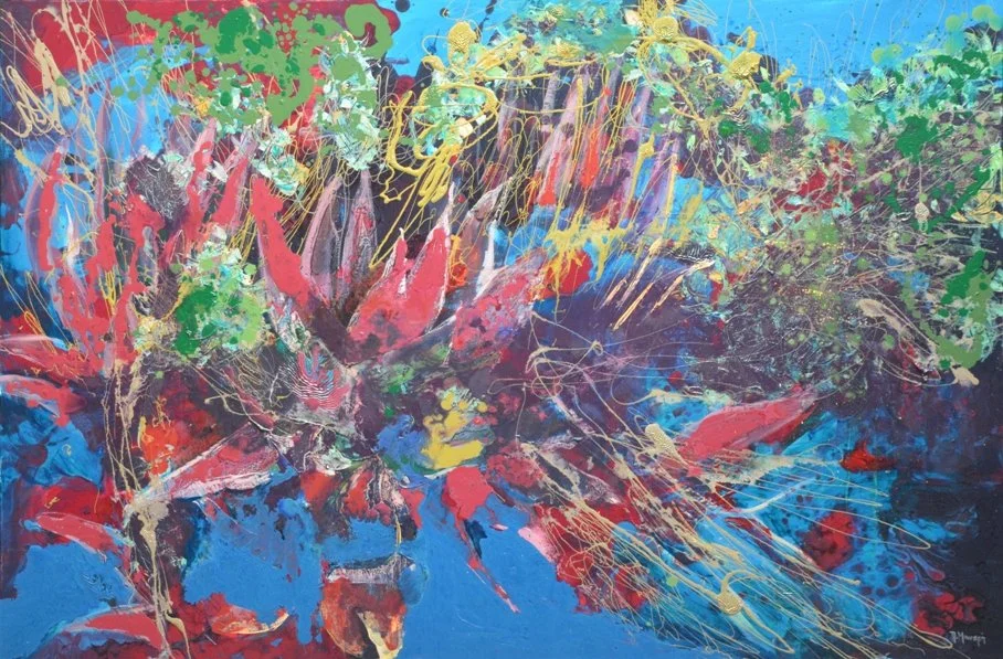 Flora Mirabilis -cactus 8, 2020, Mixed Media : Oil & ink on canvas, (100X150 cm), Artist Collection