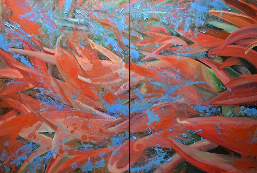 Flora Mirabilis -cactus 9, 2020, Mixed Media : Oil & ink on canvas, (160X240 cm), Private Collection