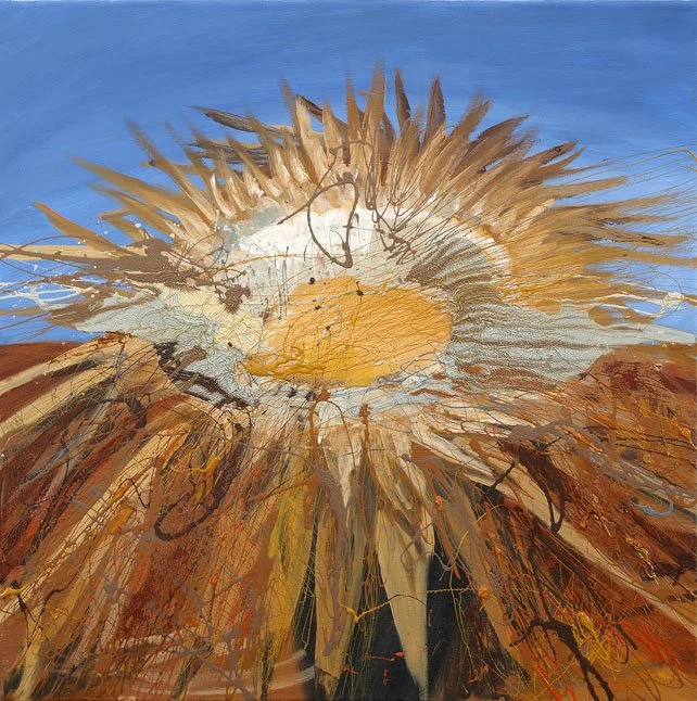 Summer 9, 2009, Mixed Media : Oil & ink on canvas, (80X80 cm), Private Collection