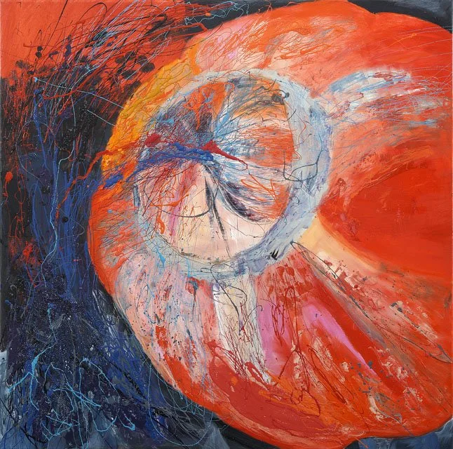 Summer 14, 2009, Mixed Media : Oil & ink on canvas, (100X100 cm), Private Collection