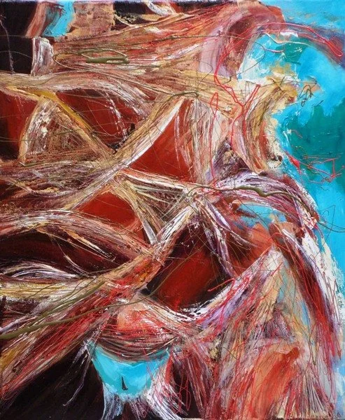 Phoenix 4, 2014, Mixed Media : Oil & ink on canvas, (60X50 cm), Private Collection