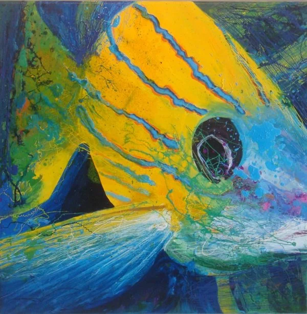 Exploring, 2013, Mixed Media : Oil & ink on canvas, (80X80 cm), Private Collection
