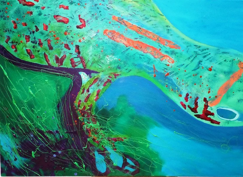 Reptile 10, 2016, Mixed Media : Oil & ink on canvas, (80X110 cm), Artist Collection