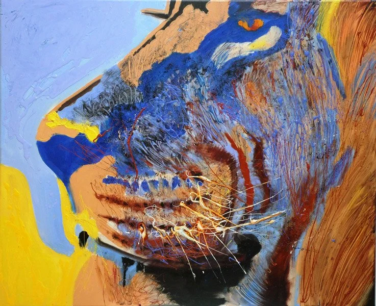 King, 2015, Mixed Media : Oil & ink on canvas, (90X110 cm), Artist Collection