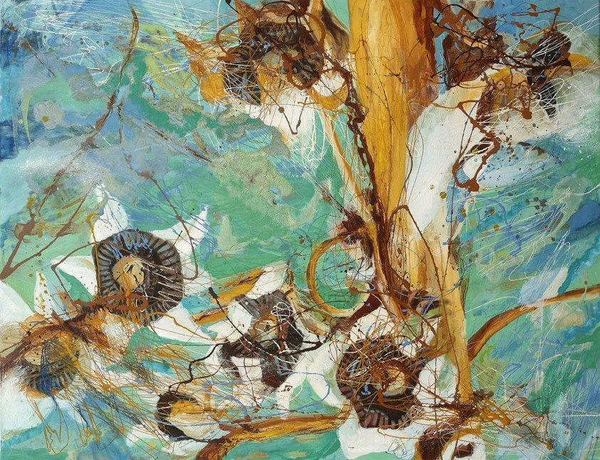Summer 5, 2009, Mixed Media : Oil & ink on canvas, (100X130 cm), Private Collection