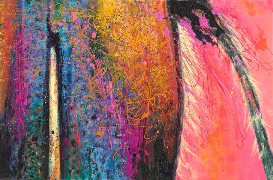 Fertility 2, 2012, Mixed Media : Oil & ink on canvas, (60X90 cm), Private Collection