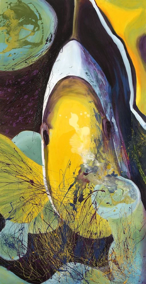 Under the sea 5, 2006, Mixed Media : Oil & ink on canvas, (200X100 cm), Private Collection
