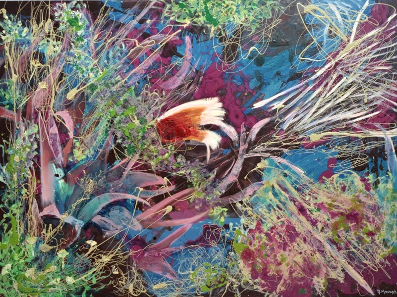 Flora Mirabilis -cactus 7, 2020, Mixed Media : Oil & ink on canvas, (120X160 cm), Artist Collection