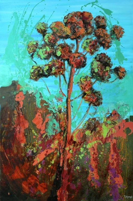 Flora Mirabilis -cactus 16, 2020, Mixed Media : Oil & ink on canvas, (150X100 cm), Artist Collection