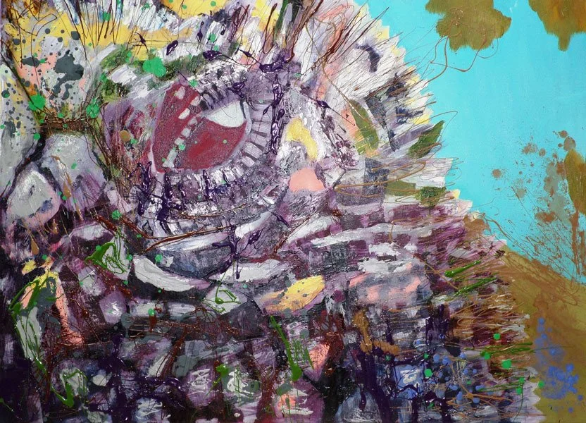 Reptile 1, 2016, Mixed Media : Oil & ink on canvas, (80X110 cm), Artist Collection