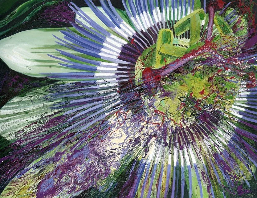 Flower 1, 2008, Mixed Media : Oil & ink on canvas, (100X130 cm), Private Collection