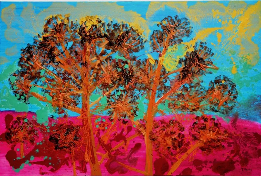 Flora Mirabilis -cactus 17, 2020, Mixed Media : Oil & ink on canvas, (100X150 cm), Private Collection