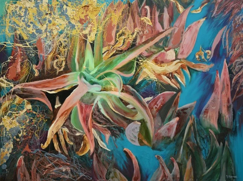 Flora Mirabilis -cactus 2, 2020, Mixed Media : Oil & ink on canvas, (120X160 cm), Artist Collection