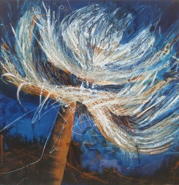 Idle 2, 2013, Mixed Media : Oil & ink on canvas, (60X60 cm), Private Collection