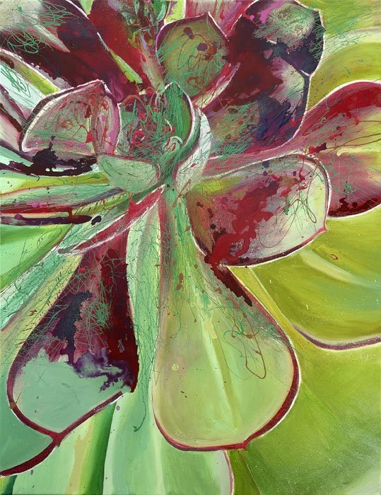 Flower 6, 2008, Mixed Media : Oil & ink on canvas, (130X100 cm), Private Collection