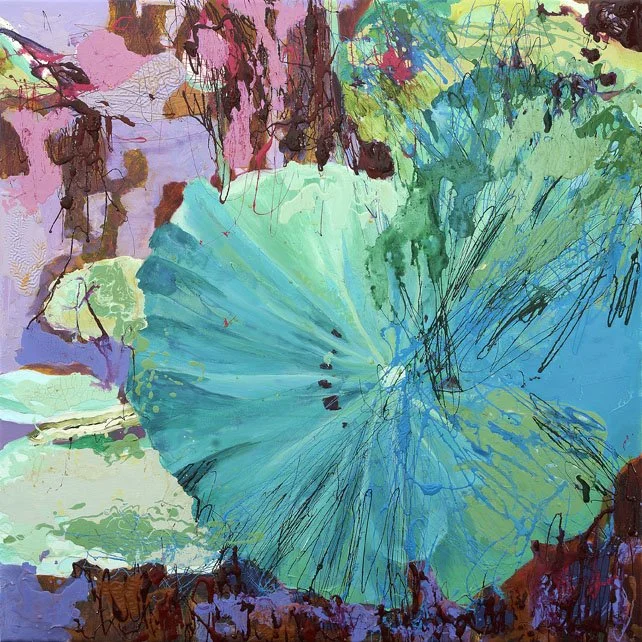 Flower 13, 2008, Mixed Media : Oil & ink on canvas, (80X80 cm), Private Collection