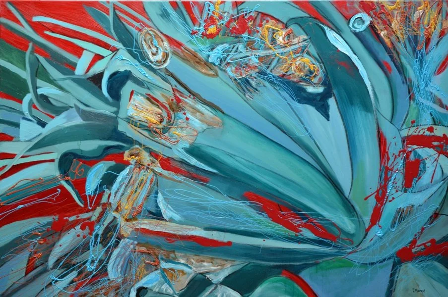 Flora Mirabilis -cactus 10, 2020, Mixed Media : Oil & ink on canvas, (100X150 cm), Artist Collection