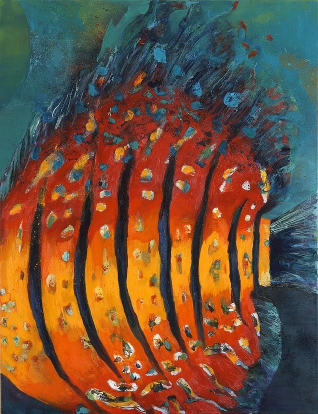 Under the sea 2, 2006, Mixed Media : Oil & ink on canvas, (130X100 cm), Private Collection