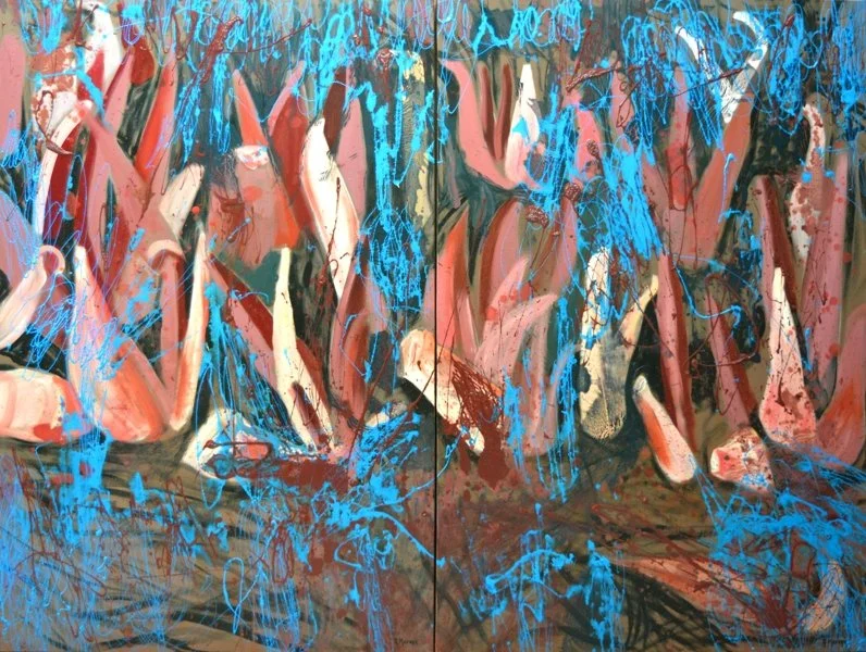 Flora Mirabilis -cactus 5, 2020, Mixed Media : Oil & ink on canvas, (150X200 cm), Artist Collection